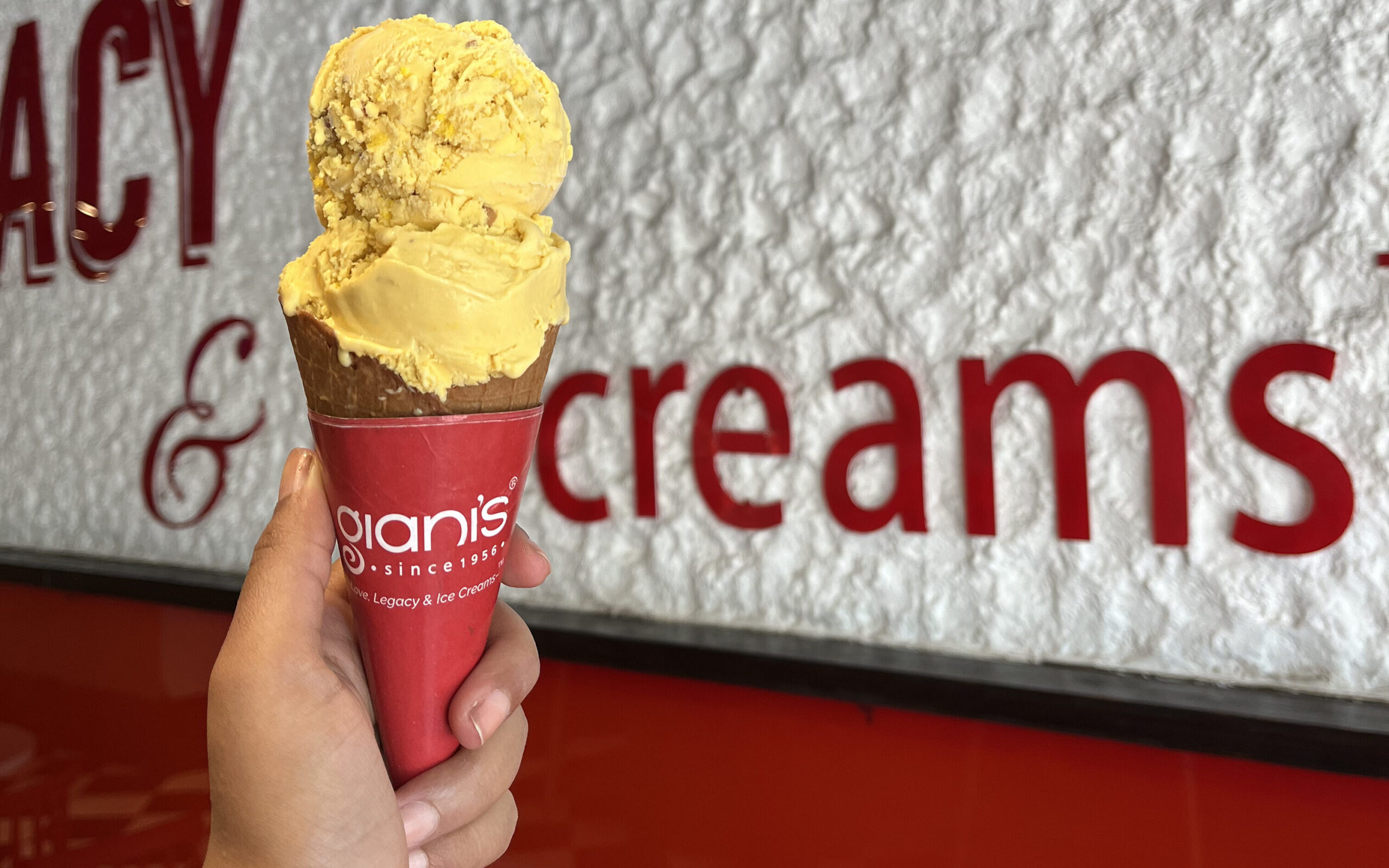 Rajbhog ice cream by Giani’s comes in upscale packaging and is made with real milk, premium almonds, and flavors.